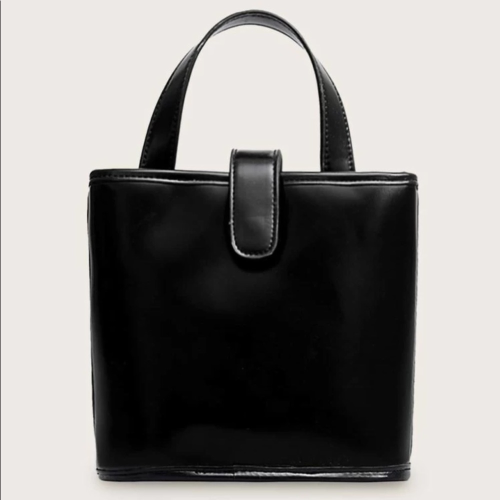 Minimalist Satchel Bag vegan faux leather black - Picture 4 of 4